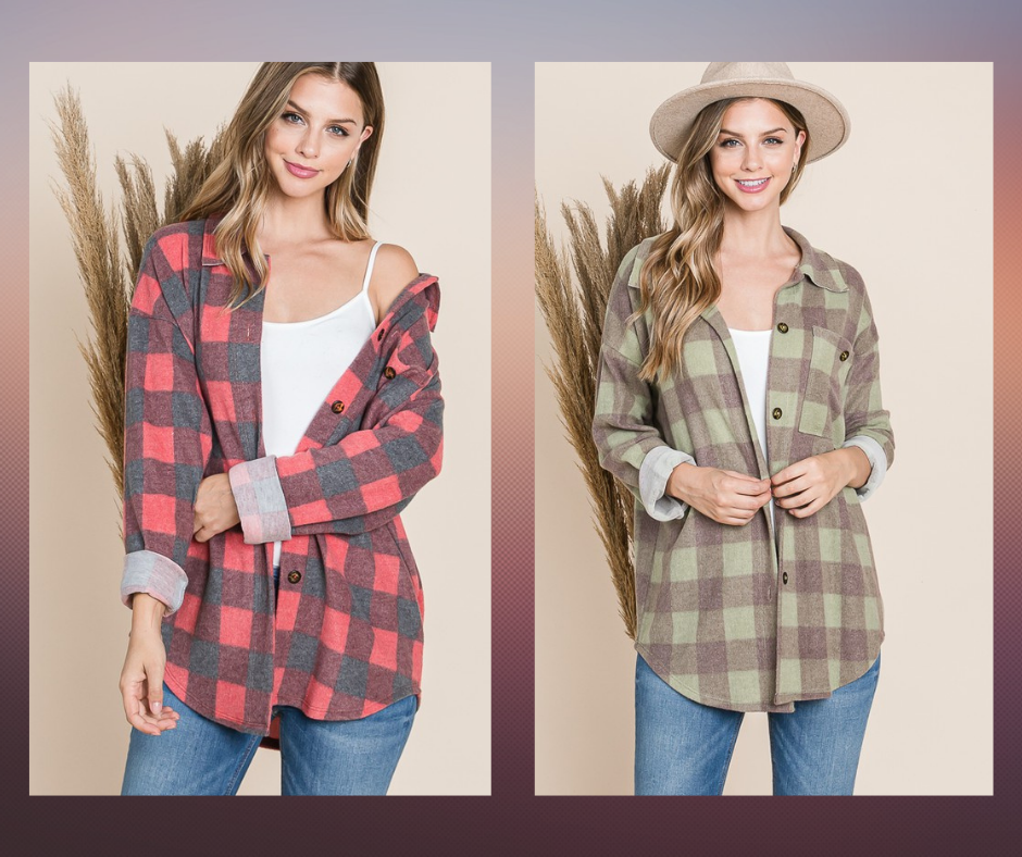 Plaid Fleece Shirt Jacket