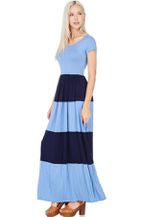 Navy Colorblock Maxi Dress