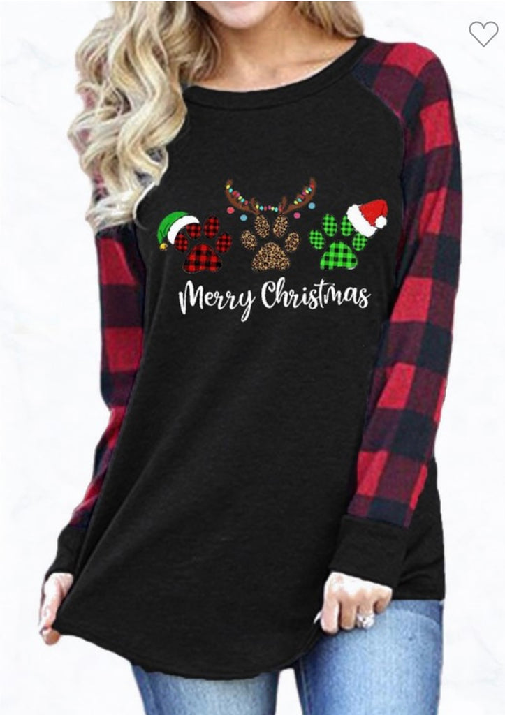 Christmas Paw Long Sleeve T Shirt